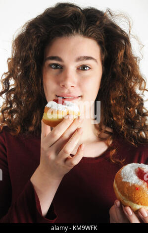 Jüdische Feiertag hanukkah - Süße sufganiyot (Donuts) Stockfoto