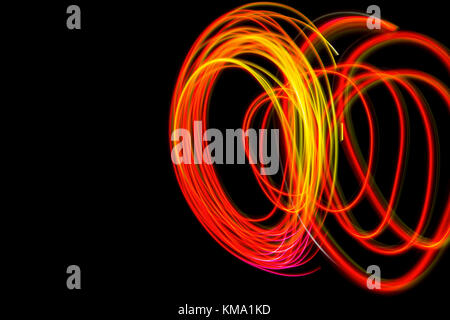 Gelbe und rote Lichterketten Licht Malerei Stockfoto