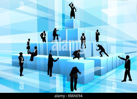 Bausteine Business Team People Silhouetten Stock Vektor