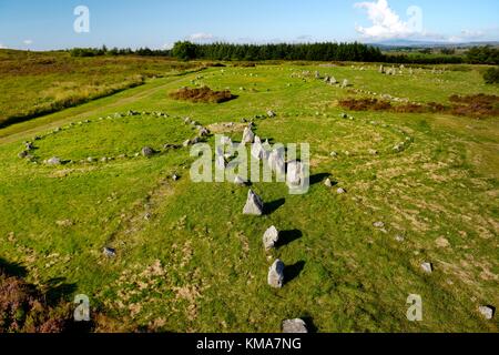 Beaghmore prähistorischen Steinkreise Kreis Ausrichtung Ausrichtungen. Sperrin Mountains, Co Tyrone, N. Irland, VEREINIGTES KÖNIGREICH Datum von 2000 v. Chr. Stockfoto