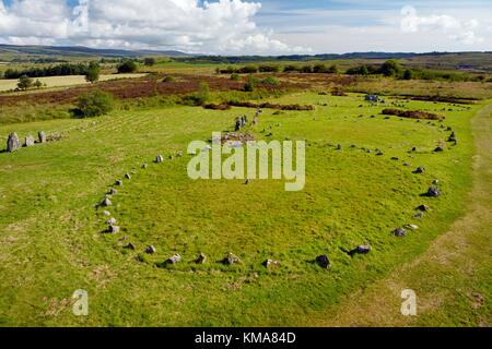 Beaghmore prähistorischen Steinkreise Kreis Ausrichtung Ausrichtungen. Sperrin Mountains, Co Tyrone, N. Irland, VEREINIGTES KÖNIGREICH Datum von 2000 v. Chr. Stockfoto