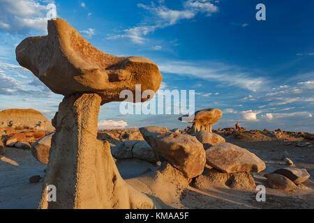 'Mushroom' Felsen und Geröll, Bistii/De-Na-Zin Wilderness Area, New Mexiko USA Stockfoto