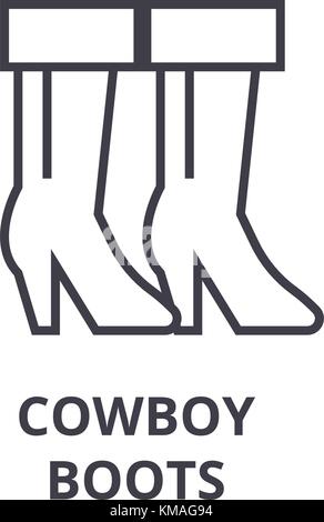 Cowboystiefel Symbol Leitung, Outline, lineare Symbol, Vektor, Abbildung Stock Vektor