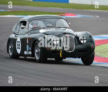 Marc Gordon, Jaguar XK 150 fhc, historische Racing Drivers Club, hrdc, Pre-60 Tourenwagen, TC63, donington historische Festival, 2017, laufender Motor, Motor s Stockfoto