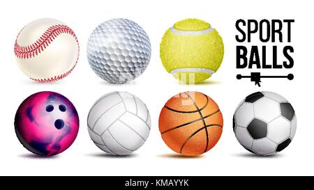 Sport Bälle Vektor. realistisch. classic Sport Spiel, fitness Symbol Symbol. auf weißem Hintergrund Abbildung isoliert Stock Vektor