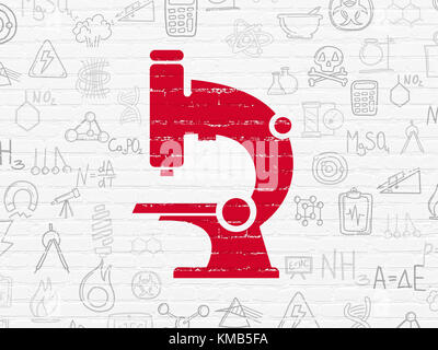 Wissenschaft Konzept: Mikroskop auf Wand Hintergrund Stockfoto