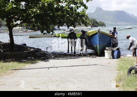 Mahébourg ist eine kleine Stadt an der Südostküste der Insel Mauritius. Es gilt als das wichtigste Dorf des Grand Port District. Stockfoto
