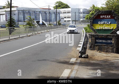 Mahébourg ist eine kleine Stadt an der Südostküste der Insel Mauritius. Es gilt als das wichtigste Dorf des Grand Port District. Stockfoto