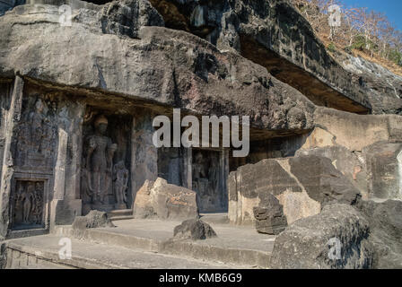 Alte bas-relief in Ajanta Höhlen in Aurangabad in Maharashtra in Indien Stockfoto