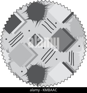 Graustufen Kreis mit Memphis style geometrischen Hintergrund Stock Vektor
