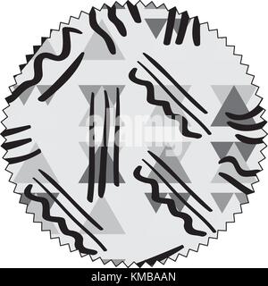 Graustufen Kreis mit geometrischen Memphis style Hintergrund Stock Vektor