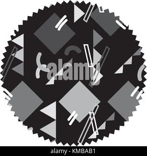 Graustufen Kreis mit Grafik abstrakt Memphis Hintergrund Stock Vektor