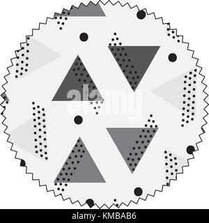 Graustufen Kreis mit Memphis grafische Zusammenfassung Hintergrund Stock Vektor