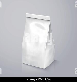 Kaffeebohne Paket Mockup, Pearl White foil Paket in 3D-Grafik für Design verwendet Stock Vektor