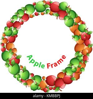 Kreis frame, Rot, Gelb, Grün apple Cartoon. Vector EPS 10. Stock Vektor