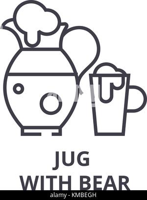 Kanne mit Bär Symbol Leitung, Outline, lineare Symbol, Vektor, Abbildung Stock Vektor