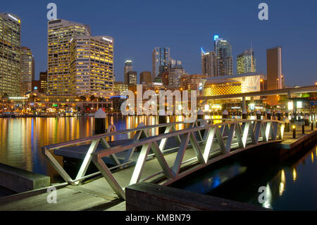 Wasser Taxi Wharf in Darling Harbour, Sydney, New South Wales, Australien. Stockfoto