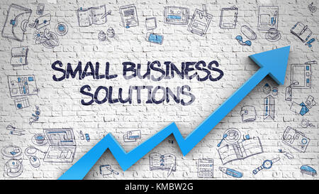 Small Business Lösungen auf der Wand gezeichnet. Stockfoto
