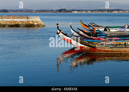 Traditionelle Fischerboote in Aveiro Lagune, in Ericeira Portugal Stockfoto