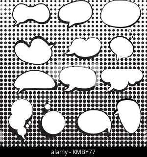 Comic Sprechblasen mit halftone Hintergrund Vektor einrichten Stock Vektor