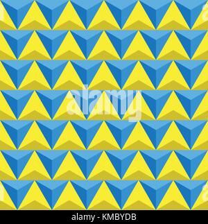 Nahtlose Dreiecke Hintergrund, blaue und gelbe Dreiecke Muster Hintergrund Vector Illustration Stock Vektor