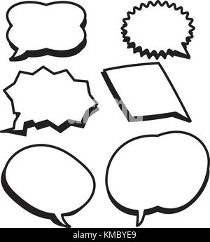 Sprechblasen Textfelder mit leeren Text rede Vektor-illustration fest. Legen Sie für komische Blasen chatten. Stock Vektor