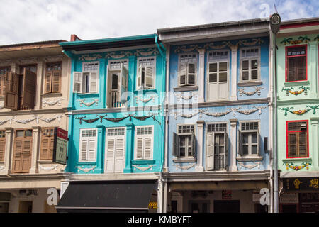 Straße chinesische Geschäftshäuser Keong Saik Road, Chinatown, Singapur Stockfoto