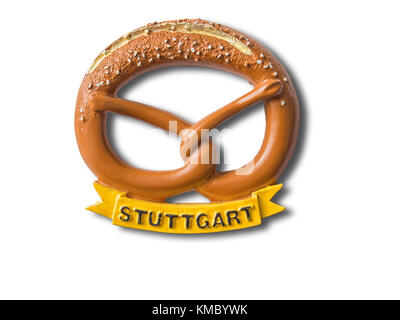 Stuttgart souvenir Kühlschrank Magnet auf weißem Hintergrund Stockfoto