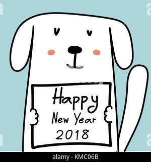 Frohes neues Jahr 2018 Karte mit niedlichen Hund. Stock Vektor