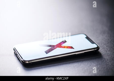 Nova Bana, Slowakei - 28.November 2017: neue apple iphone x-Smartphone. Stockfoto