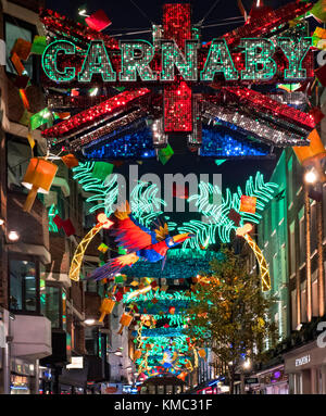 Carnaby Street Christmas Lights 2017 Stockfoto