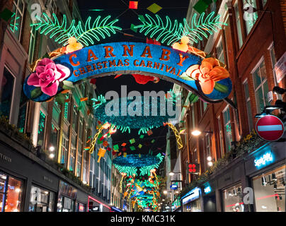 Carnaby Street Christmas Lights 2017 Stockfoto