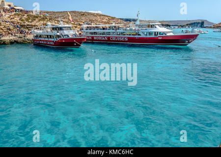Boote in der Blauen Lagune Stockfoto