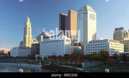 Die Columbus, Ohio Skyline an einem klaren Morgen Stockfoto