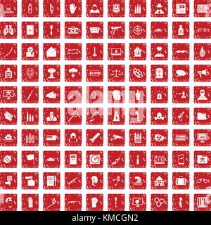 100 Verletzung Icons Set grunge Rot Stock Vektor