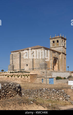 Nuestra Senora de la Asuncion, Olmedillo de Roa, Ribra del Duero, Provinz Burgos, Kastilien und Leon, Spanien Stockfoto