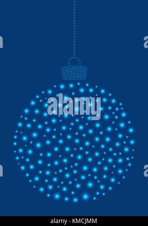 Vektor hängen abstrakte christmas ball bestehend aus glühenden Lichter auf blauem Hintergrund. Stock Vektor