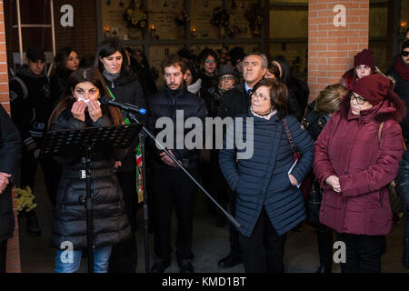 Turin, Piemont, Italien. Dezember 2017. Turin, Italien-6. Dezember 2017: Thyssen-Zeremonie von 10 Jahren für die sieben Opfer und Beginn des Denkmals für die Gefallenen von ThyssenKrupp in Turin Credit: Stefano Guidi/ZUMA Wire/Alamy Live News Stockfoto