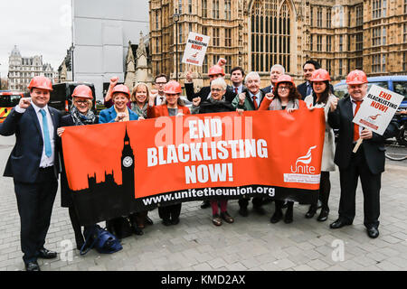 London, Großbritannien. Vom 6. Dezember 2017. Labour MPs und Gewerkschafter kam der Anruf einer öffentlichen Untersuchung blacklisting zu verlangen und neue Gesetze verhindern, dass Schuldig Unternehmen aus Ausschreibungen für öffentliche Aufträge zu erstellen. David Rowe/Alamy Leben Nachrichten. Stockfoto