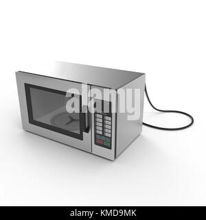 Mikrowelle auf Weiß isoliert. 3D-Darstellung Stockfoto
