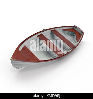 3D-Darstellung eines hölzernen Boot auf Weiß. Stockfoto
