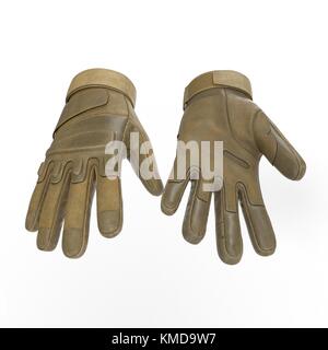Soldat Handschuhe weiss isoliert. 3D-Darstellung Stockfoto