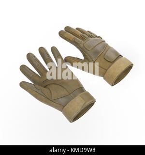 Taktische militärische Handschuhe, Detail der Teil der US-Soldat uniform. auf weißem isoliert. 3D-Darstellung Stockfoto