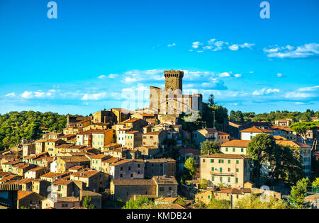 Toskana, arcidosso mittelalterliches Dorf und Tower. Monte Amiata, Grosseto, Italien, Europa Stockfoto