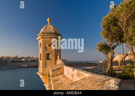 Wachposten Grand Harbour Valletta Malta Stockfoto