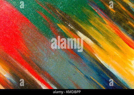 Große Abstriche gemischt Aquarell auf Leinwand, Rot, Grün, Blau, lange, ungenau Stockfoto