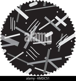 Graustufen Kreis mit geometrischen Figur im Hintergrund Stock Vektor