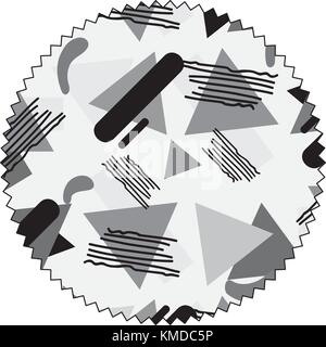 Graustufen Kreis mit Stil geometrische Memphis Hintergrund Stock Vektor