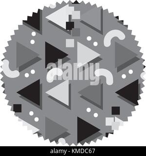 Graustufen Kreis mit Stil Memphis grafik hintergrund Stock Vektor