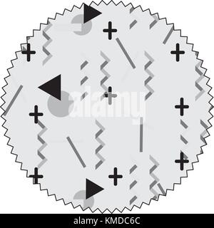 Graustufen Kreis mit Memphis geometrische Kunst Hintergrund Stock Vektor